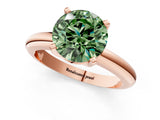 Rose gold Fancy Green Round Cut Diamond Solitaire Engagement Ring with Round Band and Four-Prong Setting_216