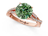 Rose gold Fancy Green Round Cut Diamond Solitaire Engagement Ring with Twisted Pavé Band and Four-Prong Setting_46