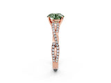 Rose gold Fancy Green Round Cut Diamond Solitaire Engagement Ring with Twisted Pavé Band and Four-Prong Setting_47