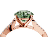 Rose gold Fancy Green Round Cut Diamond Solitaire Engagement Ring with Twisted Pavé Band and Four-Prong Setting_49
