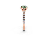 Rose gold Fancy Green Round Cut Diamond Solitaire Pavé Engagement Ring with Round Band and Prong Setting_46
