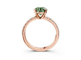 Rose gold Fancy Green Round Cut Diamond Solitaire Pavé Engagement Ring with Round Band and Prong Setting_47