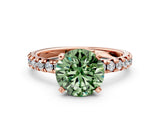 Rose gold Fancy Green Round Cut Diamond Solitaire Pavé Engagement Ring with Round Band and Prong Setting_50