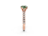 Rose gold Fancy Green Round Cut Diamond Solitaire Pavé Engagement Ring with Round Band and Prong Setting_52