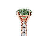 Rose gold Fancy Green Round Cut Diamond Solitaire Pavé Engagement Ring with Round Band and Prong Setting_55