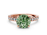 Rose gold Fancy Green Round Cut Diamond Solitaire Pavé Engagement Ring with Round Band and Prong Setting_68