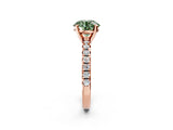 Rose gold Fancy Green Round Cut Diamond Solitaire Pavé Engagement Ring with Round Band and Prong Setting_70