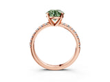 Rose gold Fancy Green Round Cut Diamond Solitaire Pavé Engagement Ring with Round Band and Prong Setting_71