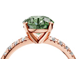 Rose gold Fancy Green Round Cut Diamond Solitaire Pavé Engagement Ring with Round Band and Prong Setting_72