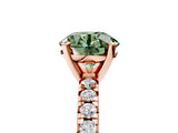 Rose gold Fancy Green Round Cut Diamond Solitaire Pavé Engagement Ring with Round Band and Prong Setting_73
