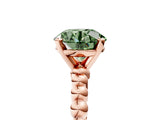 Rose gold Fancy Green Round Cut Diamond Solitaire Ring with Beaded Band and Prong Setting_291