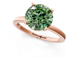 Rose gold Fancy Green Round Cut Diamond Solitaire Ring with Classic Band and Four-Prong Setting_1