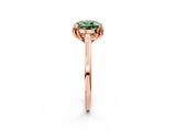 Rose gold Fancy Green Round Cut Diamond Solitaire Ring with Flower Prong Setting and Classic Band_14