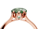 Rose gold Fancy Green Round Cut Diamond Solitaire Ring with Flower Prong Setting and Classic Band_16