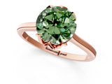 Rose gold Fancy Green Round Cut Diamond Solitaire Ring with Flower Prong Setting and Classic Band_37
