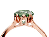 Rose gold Fancy Green Round Cut Diamond Solitaire Ring with Flower Prong Setting and Classic Band_40