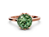 Rose gold Fancy Green Round Cut Diamond Solitaire Ring with Flower Prong Setting and Classic Band_82