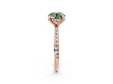 Rose gold Fancy Green Round Cut Diamond Solitaire Ring with Four-Prong Setting and Pavé Band_5