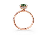 Rose gold Fancy Green Round Cut Diamond Solitaire Ring with Four-Prong Setting and Pavé Band_6