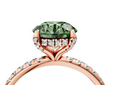 Rose gold Fancy Green Round Cut Diamond Solitaire Ring with Four-Prong Setting and Pavé Band_7
