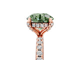 Rose gold Fancy Green Round Cut Diamond Solitaire Ring with Four-Prong Setting and Pavé Band_8