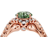 Rose gold Fancy Green Round Cut Diamond Solitaire Ring with Hidden Halo and Pavé Band_31