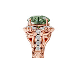 Rose gold Fancy Green Round Cut Diamond Solitaire Ring with Hidden Halo and Pavé Band_32