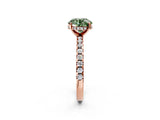 Rose gold Fancy Green Round Cut Diamond Solitaire Ring with Pavé Band and Four-Prong Setting_46