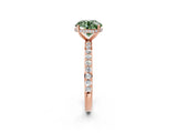 Rose gold Fancy Green Round Cut Diamond Solitaire Ring with Pavé Band and Hidden Halo_20