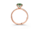 Rose gold Fancy Green Round Cut Diamond Solitaire Ring with Pavé Band and Hidden Halo_21