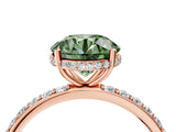 Rose gold Fancy Green Round Cut Diamond Solitaire Ring with Pavé Band and Hidden Halo_22