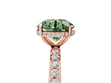 Rose gold Fancy Green Round Cut Diamond Solitaire Ring with Pavé Band and Hidden Halo_23