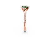 Rose gold Fancy Green Round Cut Diamond Solitaire Ring with Pavé Band and Prong Setting_14