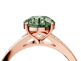 Rose gold Fancy Green Round Cut Diamond Solitaire Ring with Pavé Band and Prong Setting_16