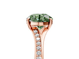Rose gold Fancy Green Round Cut Diamond Solitaire Ring with Pavé Band and Prong Setting_17