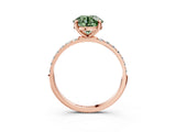 Rose gold Fancy Green Round Cut Diamond Solitaire Ring with Pave Band and Four Prong Setting_93