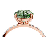 Rose gold Fancy Green Round Cut Diamond Solitaire Ring with Pave Band and Four Prong Setting_94