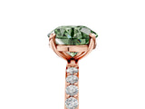Rose gold Fancy Green Round Cut Diamond Solitaire Ring with Pave Band and Four Prong Setting_95