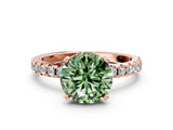 Rose gold Fancy Green Round Cut Diamond Solitaire Ring with Round  Pavé Band and Four-Prong Setting_36
