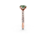Rose gold Fancy Green Round Cut Diamond Solitaire Ring with Round  Pavé Band and Four-Prong Setting_38