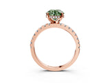 Rose gold Fancy Green Round Cut Diamond Solitaire Ring with Round  Pavé Band and Four-Prong Setting_39