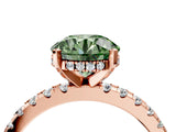 Rose gold Fancy Green Round Cut Diamond Solitaire Ring with Round  Pavé Band and Four-Prong Setting_40
