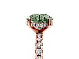 Rose gold Fancy Green Round Cut Diamond Solitaire Ring with Round  Pavé Band and Four-Prong Setting_41
