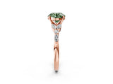 Rose gold Fancy Green Round Cut Diamond Solitaire Ring with Side Stones and Four-Prong Setting_74