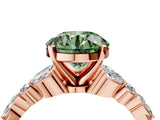 Rose gold Fancy Green Round Cut Diamond Solitaire Ring with Side Stones and Four-Prong Setting_76