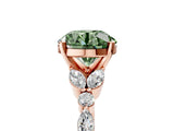 Rose gold Fancy Green Round Cut Diamond Solitaire Ring with Side Stones and Four-Prong Setting_77