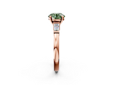 Rose gold Fancy Green Round  Cut Diamond Solitaire Ring with Tapered Baguette Accents and Four-Prong Setting_69