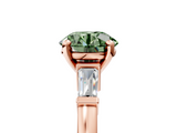 Rose gold Fancy Green Round  Cut Diamond Solitaire Ring with Tapered Baguette Accents and Four-Prong Setting_72