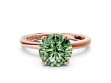 Rose gold Fancy Green Round Cut Diamond Solitaire Ring with Thin Band and Prong Setting_12