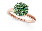 Rose gold Fancy Green Round Cut Diamond Solitaire Ring with Thin Band and Prong Setting_13